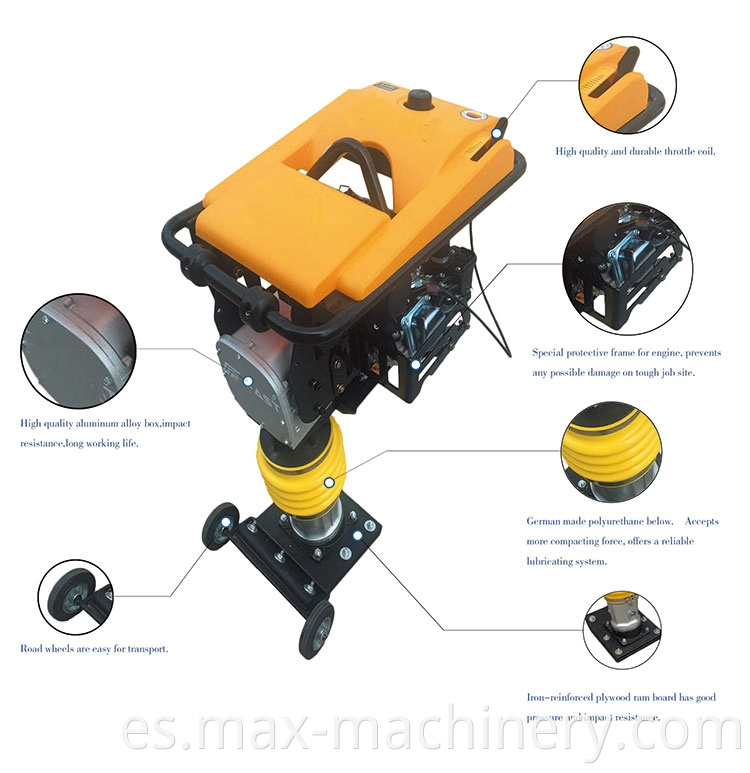 Herramientas de construcción Gasoline Power 14kn Tamping Rammer Máquina